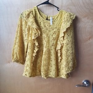 Anthropologie bright yellow long sleeve shirt
